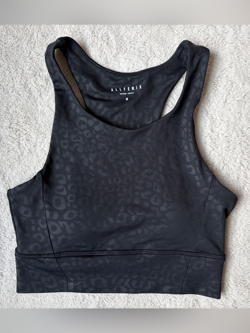 AllFenix Black Leopard Print Racerback Sports Bra Women Size Medium